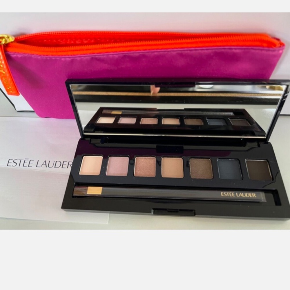 Estee Lauder Pure Color Envy Sculpting 7 Eyeshadow Palette w/Brush & Pink Bag